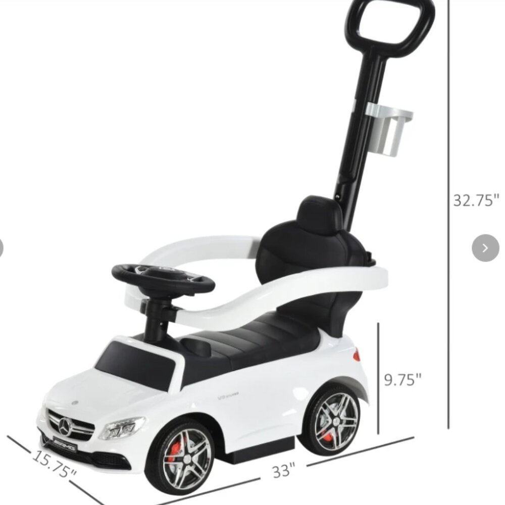 BEST RIDE ON CARS Mercedes C63 3-in-1 Cup Holder Push Car *(Brand New)